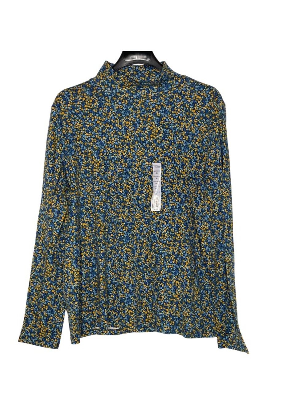 Croft & Barrow Ditsy Floral Cotton Mock Turtleneck Top Stretch Sz XXL